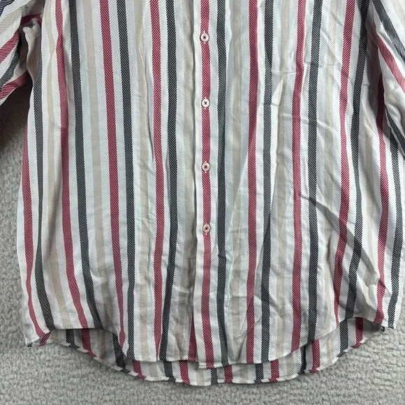 NWT Michael Kors Mens White Striped 100% Cotton Long Sleeve Button Shirt L LARGE - Picture 7 of 14